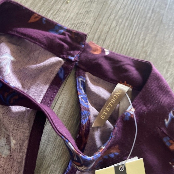 Stetson Womens Purple Floral Long Sleeve Blouse Top Keyhole - Picture 5 of 8